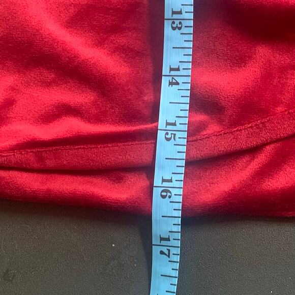 LoveRiche Burgundy Faux Wrap Velvet Mini Skirt Size Medium - Picture 8 of 8